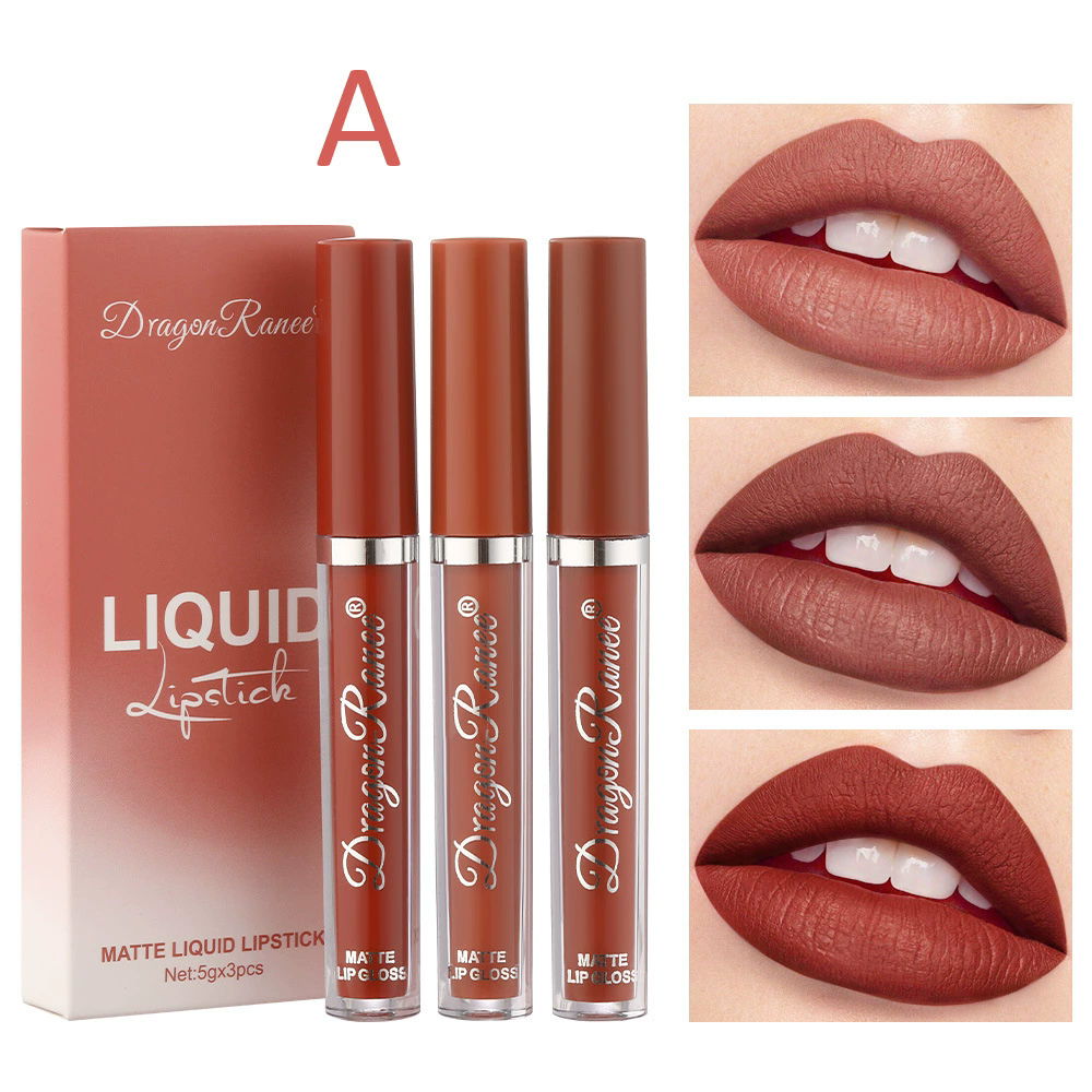 3PCS Lipstick Set Make Up For Women Beauty Cosmetics Lip Gloss Waterproof Long lasting Lip Tint Stain Korean Makeup
