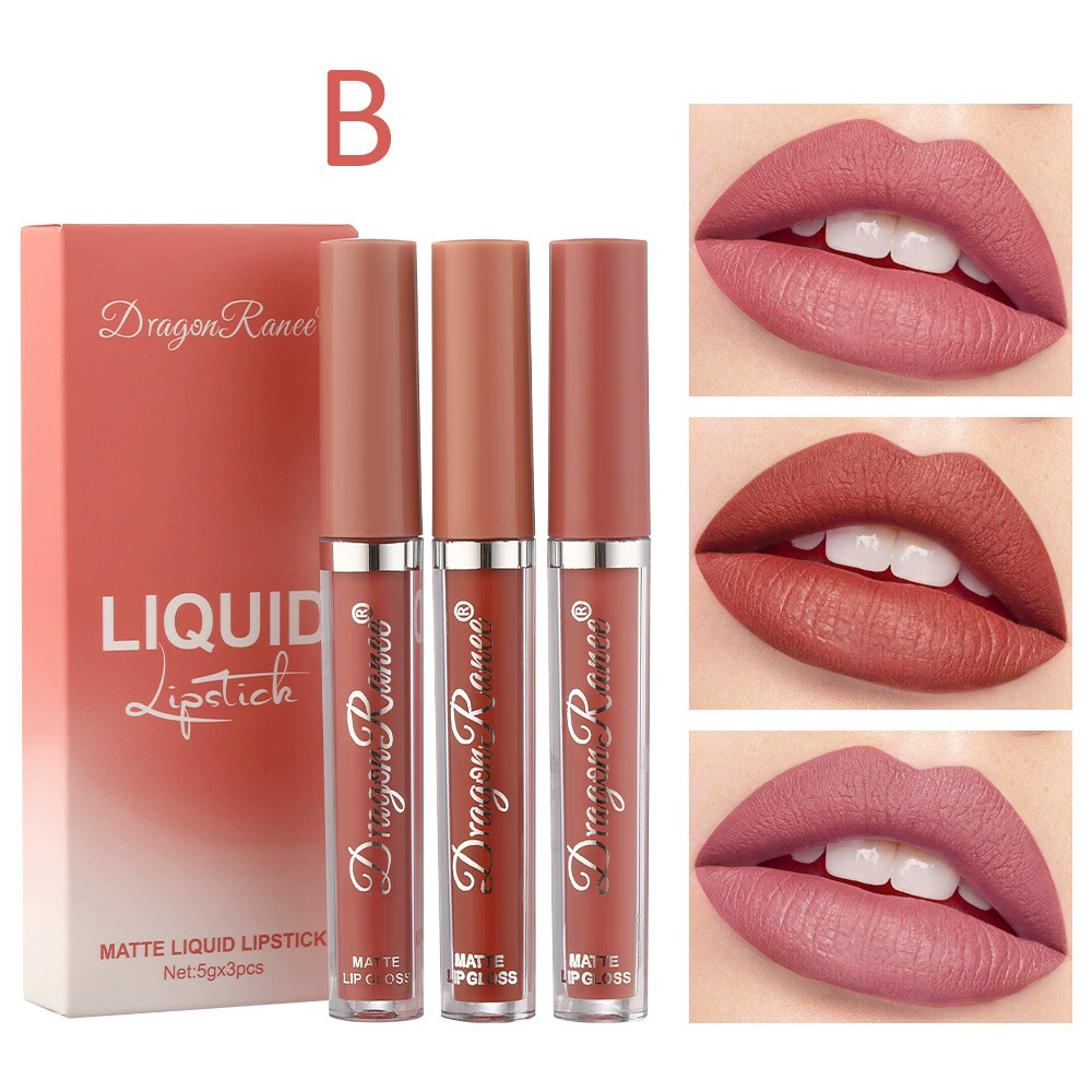 3PCS Lipstick Set Make Up For Women Beauty Cosmetics Lip Gloss Waterproof Long lasting Lip Tint Stain Korean Makeup