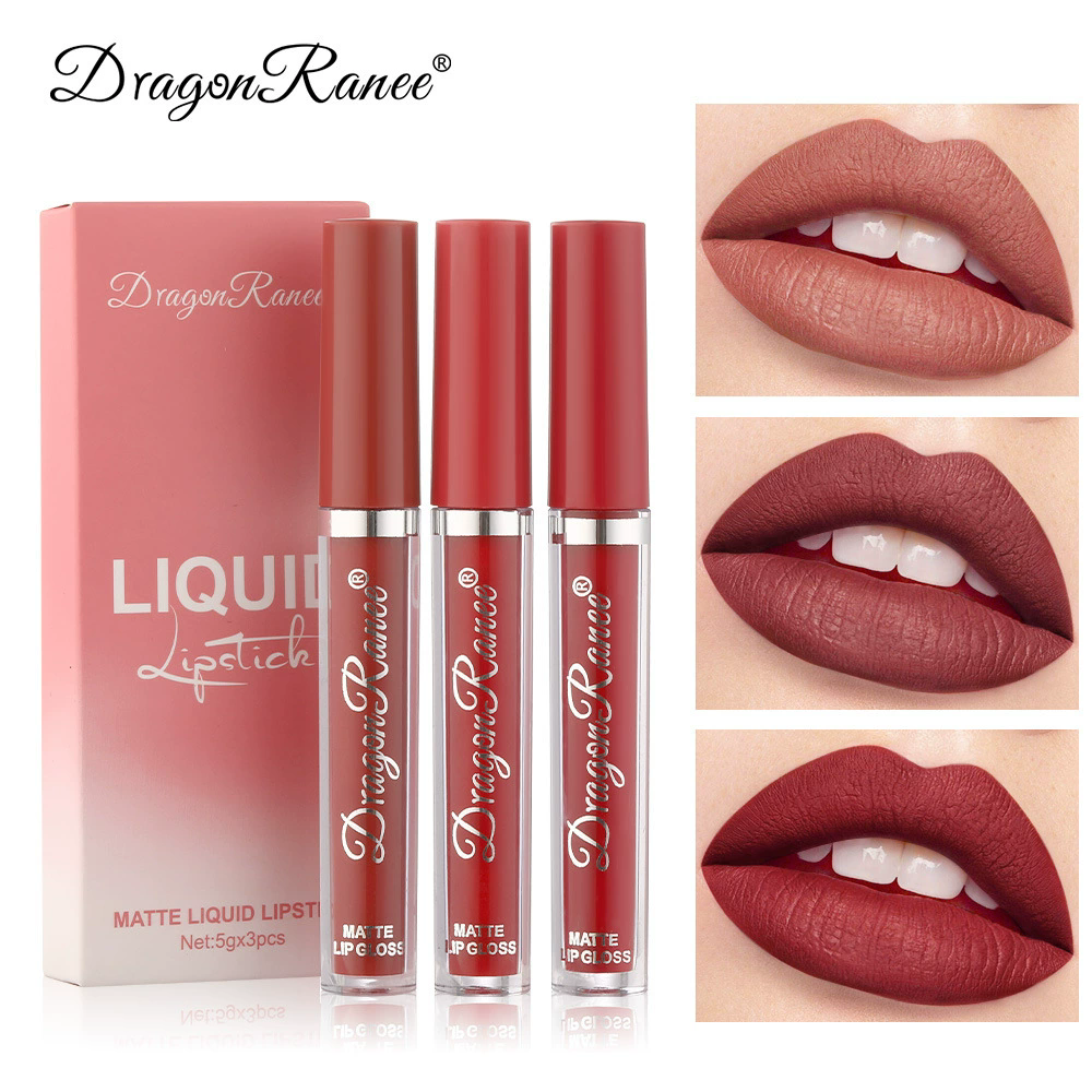 3PCS Lipstick Set Make Up For Women Beauty Cosmetics Lip Gloss Waterproof Long lasting Lip Tint Stain Korean Makeup