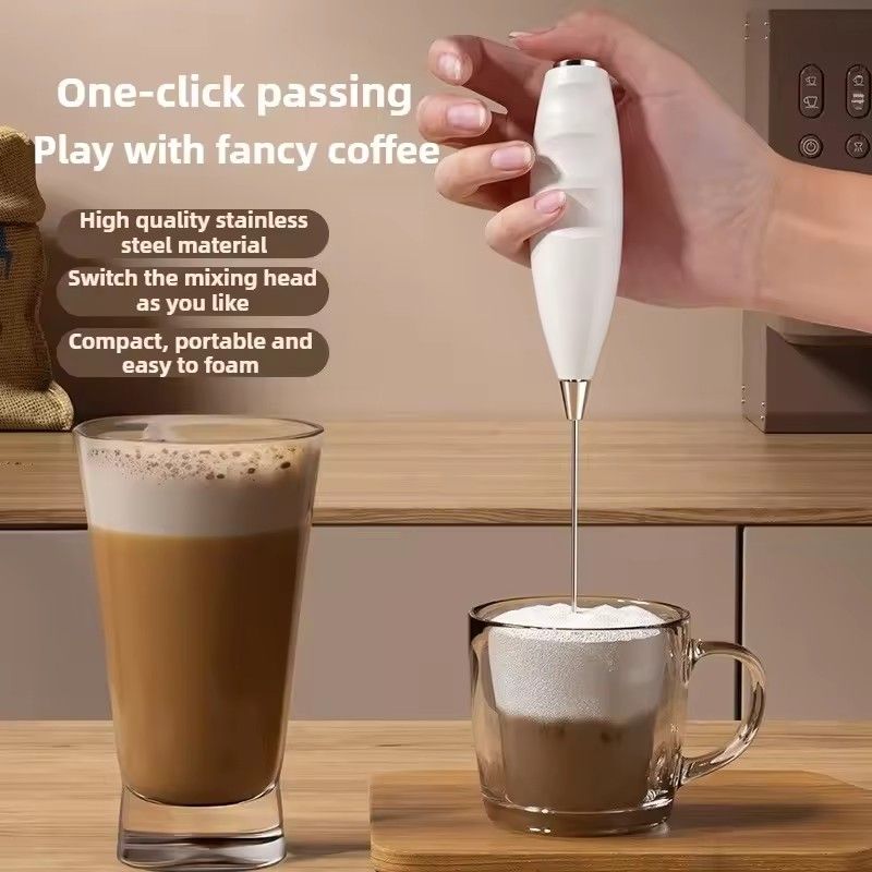 1PC  Handheld Foam Maker For Latte Mini Whisk Coffee Cappuccino Frappe Matcha Hot Chocolate Egg Beater Electric Mixer