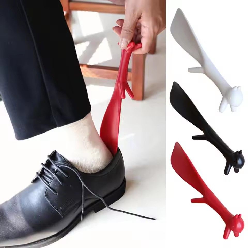 1PCShoe Accessory Tool Squirrel Shoe Horn Long Handled Shoehorn for Men Women Kids Seniors Shaped Shoe Puller Slip-on Aid Lifter