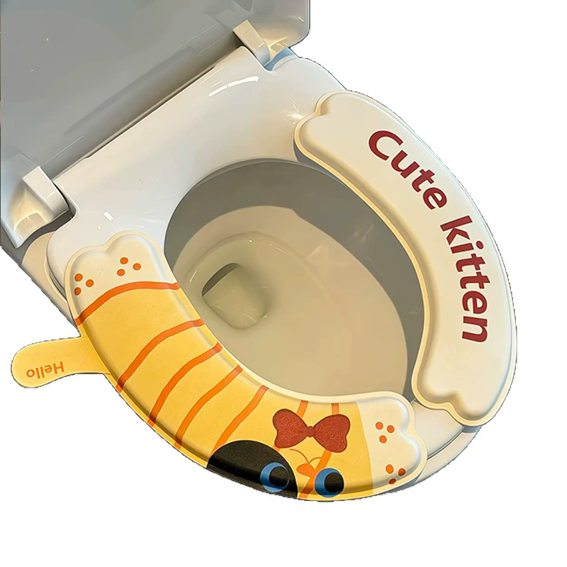 1Pair  Cartoon Toilet Seat Cover Mat Warm Soft Toilet Cover Seat Lid Pad Bathroom Closestool Protector Bathroom Accessories Set