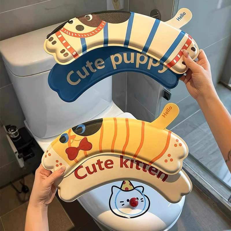 1Pair  Cartoon Toilet Seat Cover Mat Warm Soft Toilet Cover Seat Lid Pad Bathroom Closestool Protector Bathroom Accessories Set