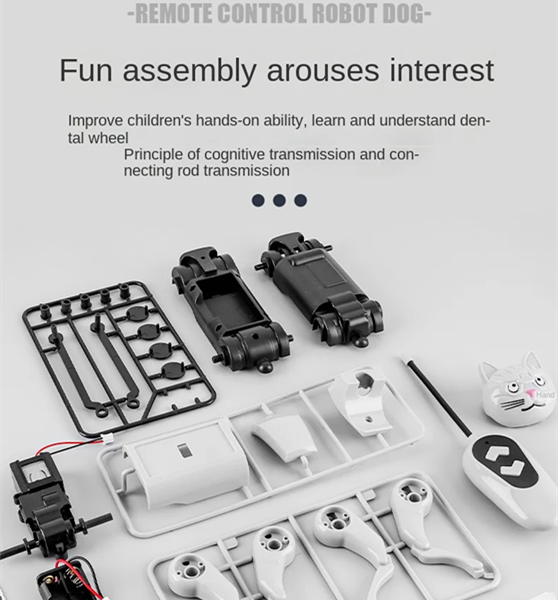 1PCRobot Children's Remote Control Mechanical Dog Toy Science Teaching Diy Assembling Model Electric Set Toys for Boys Kids Gift