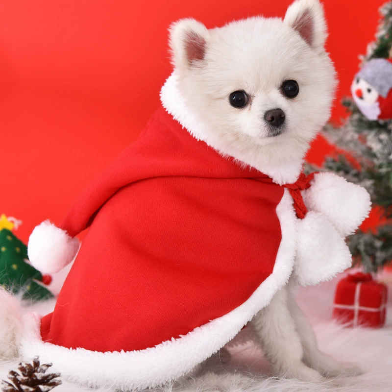 1PC  Cute Christmas Cat Dog Costume Pet Cape, Soft and Thick Red Velvet Cat Cloak with Xmas Hat, Funny Christmas Pet Dress up