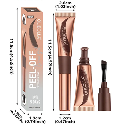 1PC 2In1 Last UpTo 5Day Tear-off Eyebrow Dyeing Cream With Brush-Waterproof Film-form Natural Wild Eyebrow Makeup Semi-permanent
