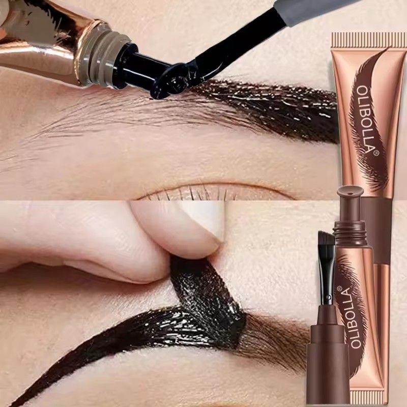 1PC 2In1 Last UpTo 5Day Tear-off Eyebrow Dyeing Cream With Brush-Waterproof Film-form Natural Wild Eyebrow Makeup Semi-permanent