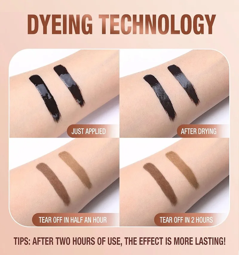 1PC 2In1 Last UpTo 5Day Tear-off Eyebrow Dyeing Cream With Brush-Waterproof Film-form Natural Wild Eyebrow Makeup Semi-permanent