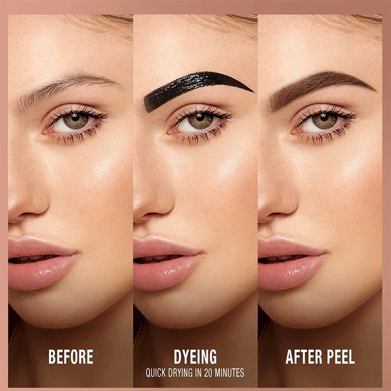 1PC 2In1 Last UpTo 5Day Tear-off Eyebrow Dyeing Cream With Brush-Waterproof Film-form Natural Wild Eyebrow Makeup Semi-permanent