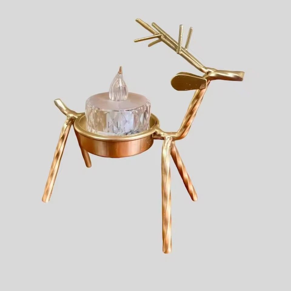 1PC  Christmas Decorations Candle Holder Ideas Black Deer Candle Holder Wrought Iron Candle Holder Restaurant Ornaments