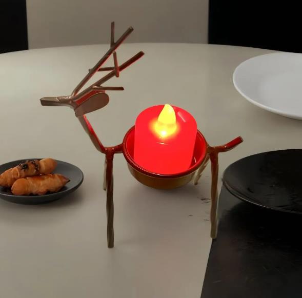 1PC  Christmas Decorations Candle Holder Ideas Black Deer Candle Holder Wrought Iron Candle Holder Restaurant Ornaments