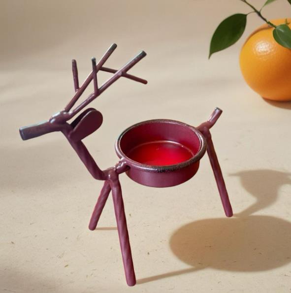 1PC  Christmas Decorations Candle Holder Ideas Black Deer Candle Holder Wrought Iron Candle Holder Restaurant Ornaments