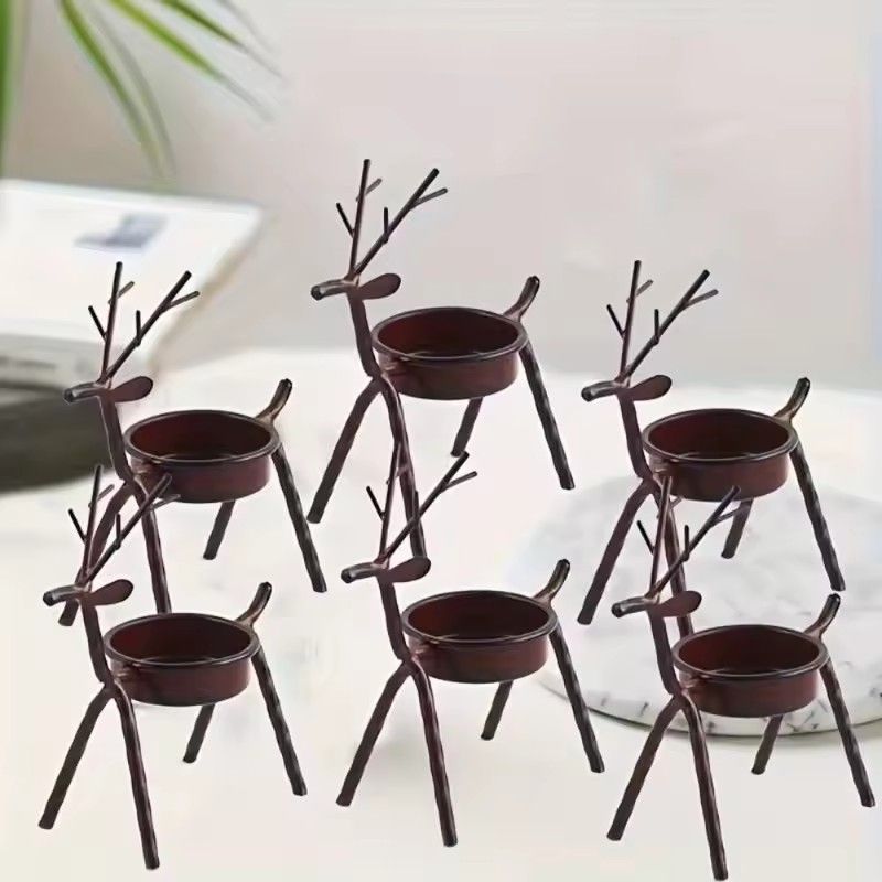 1PC  Christmas Decorations Candle Holder Ideas Black Deer Candle Holder Wrought Iron Candle Holder Restaurant Ornaments