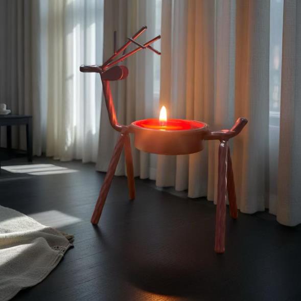 1PC  Christmas Decorations Candle Holder Ideas Black Deer Candle Holder Wrought Iron Candle Holder Restaurant Ornaments