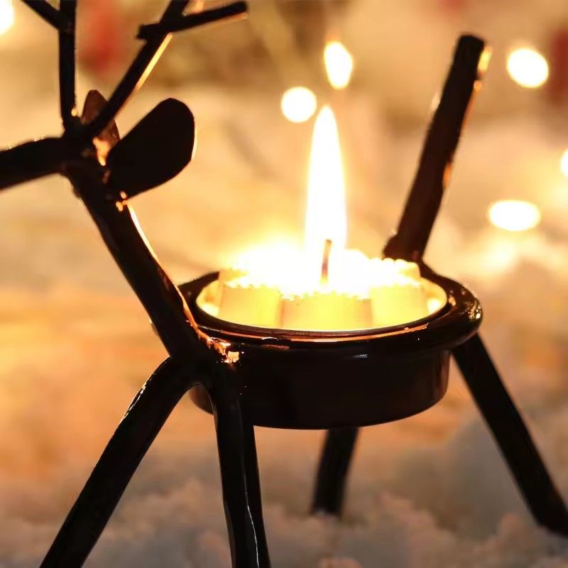 1PC  Christmas Decorations Candle Holder Ideas Black Deer Candle Holder Wrought Iron Candle Holder Restaurant Ornaments