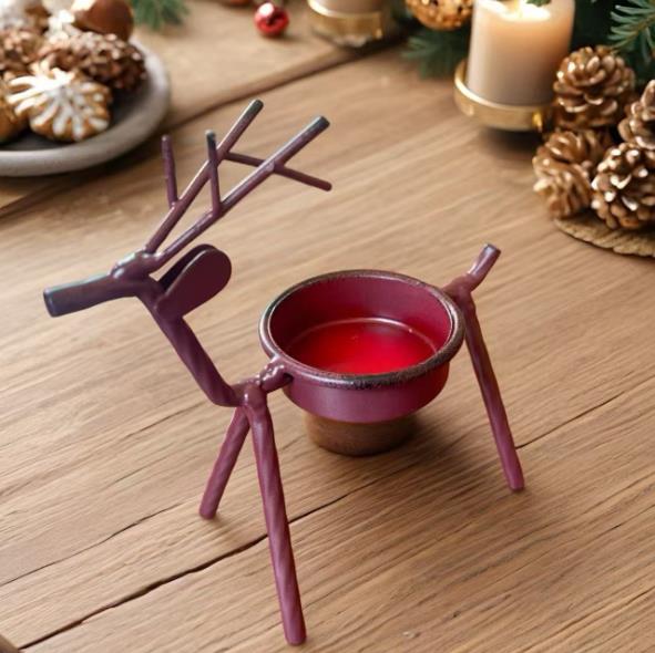 1PC  Christmas Decorations Candle Holder Ideas Black Deer Candle Holder Wrought Iron Candle Holder Restaurant Ornaments