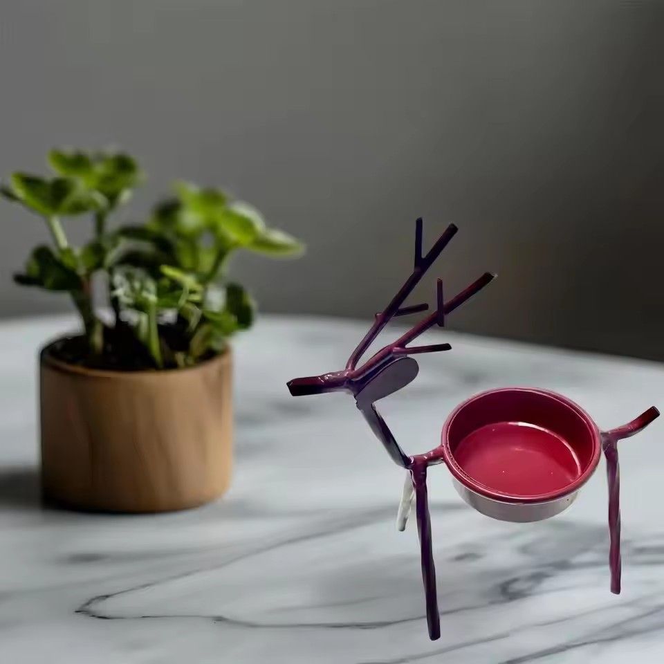 1PC  Christmas Decorations Candle Holder Ideas Black Deer Candle Holder Wrought Iron Candle Holder Restaurant Ornaments