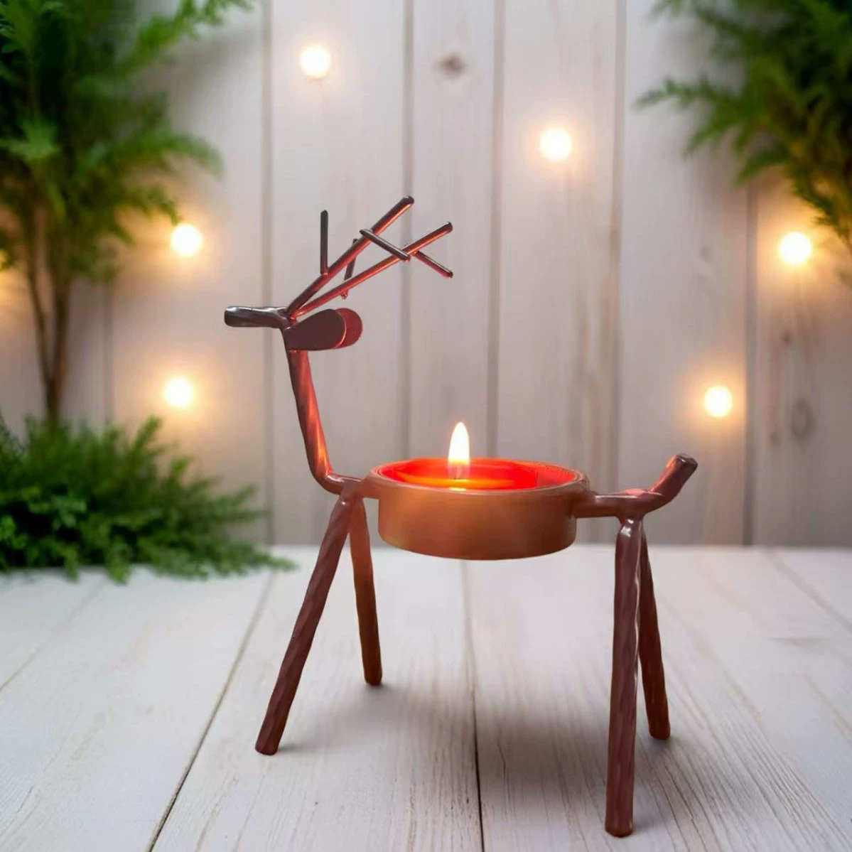 1PC  Christmas Decorations Candle Holder Ideas Black Deer Candle Holder Wrought Iron Candle Holder Restaurant Ornaments