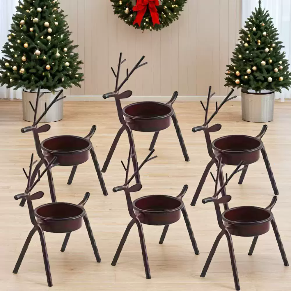 1PC  Christmas Decorations Candle Holder Ideas Black Deer Candle Holder Wrought Iron Candle Holder Restaurant Ornaments