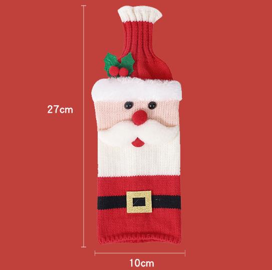 1PC Christmas Knitted Wine Bottle Cover Christmas Snowman Knitted Wine Bottle Bag 2025 Christmas Party Table Decoration