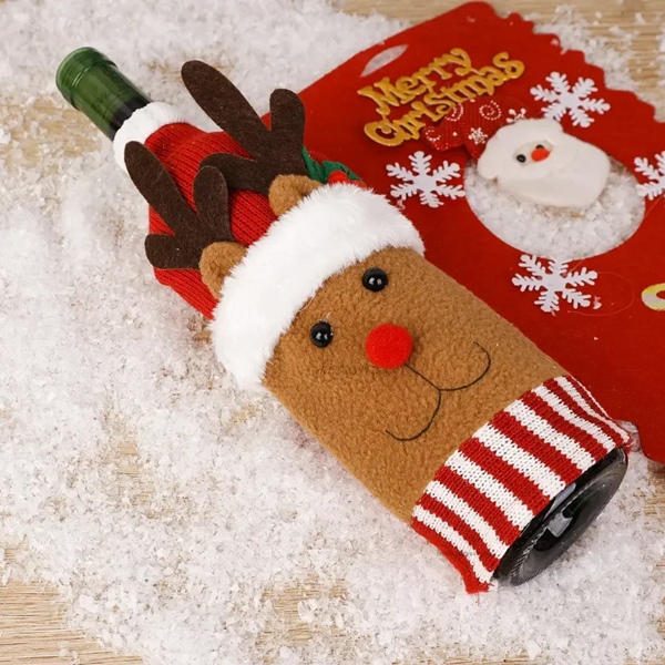 1PC Christmas Knitted Wine Bottle Cover Christmas Snowman Knitted Wine Bottle Bag 2025 Christmas Party Table Decoration
