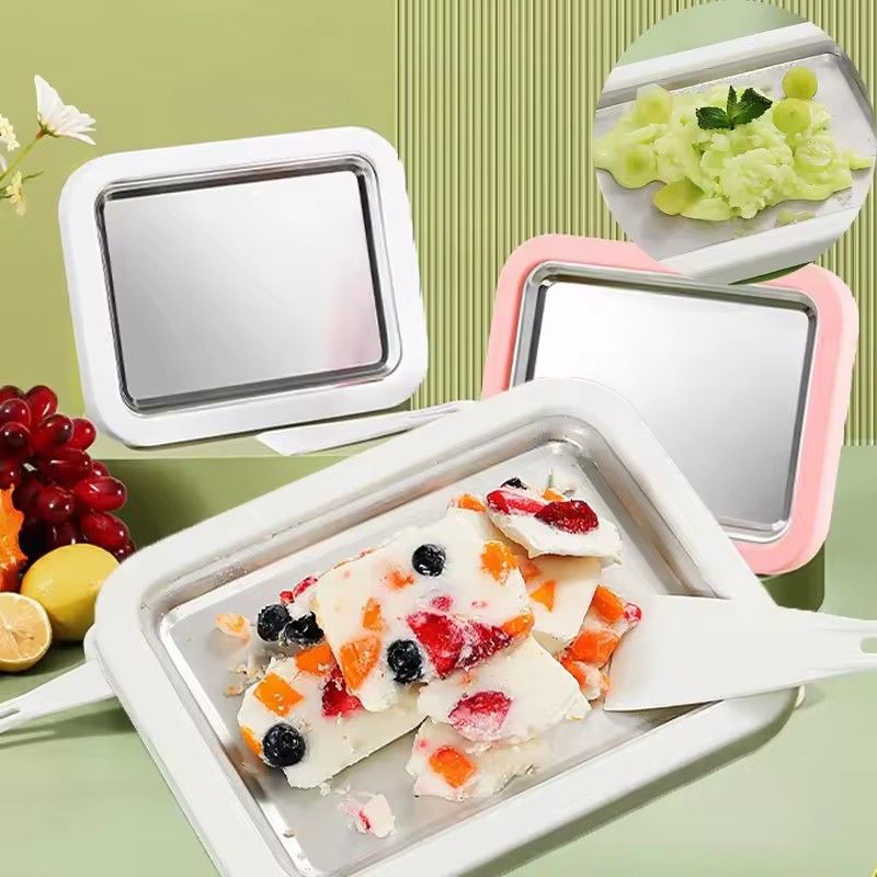 1 set of ice cream machine, household small stir fry yogurt machine, non plug DIY stir fry tray, household kitchen tools