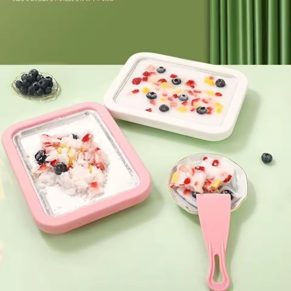 1 set of ice cream machine, household small stir fry yogurt machine, non plug DIY stir fry tray, household kitchen tools