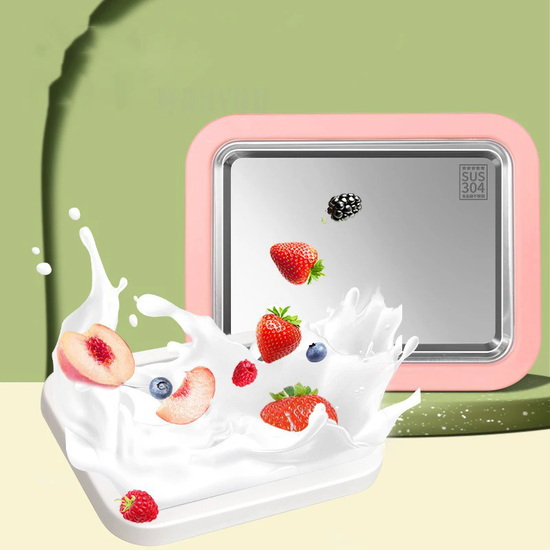 1 set of ice cream machine, household small stir fry yogurt machine, non plug DIY stir fry tray, household kitchen tools