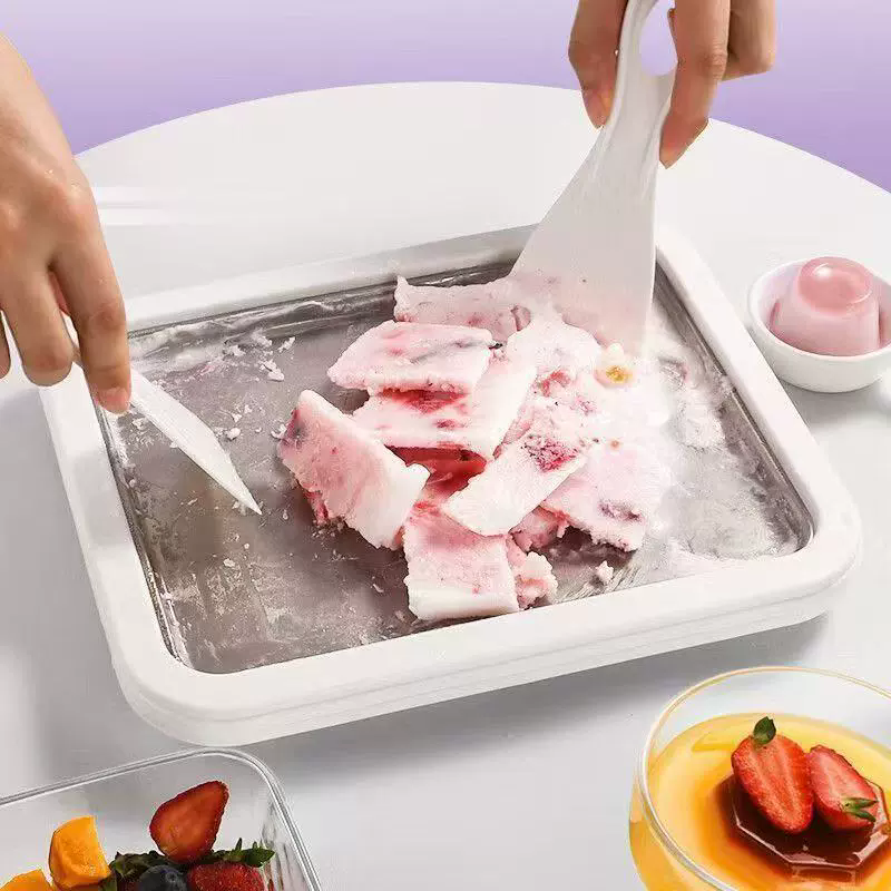 1 set of ice cream machine, household small stir fry yogurt machine, non plug DIY stir fry tray, household kitchen tools
