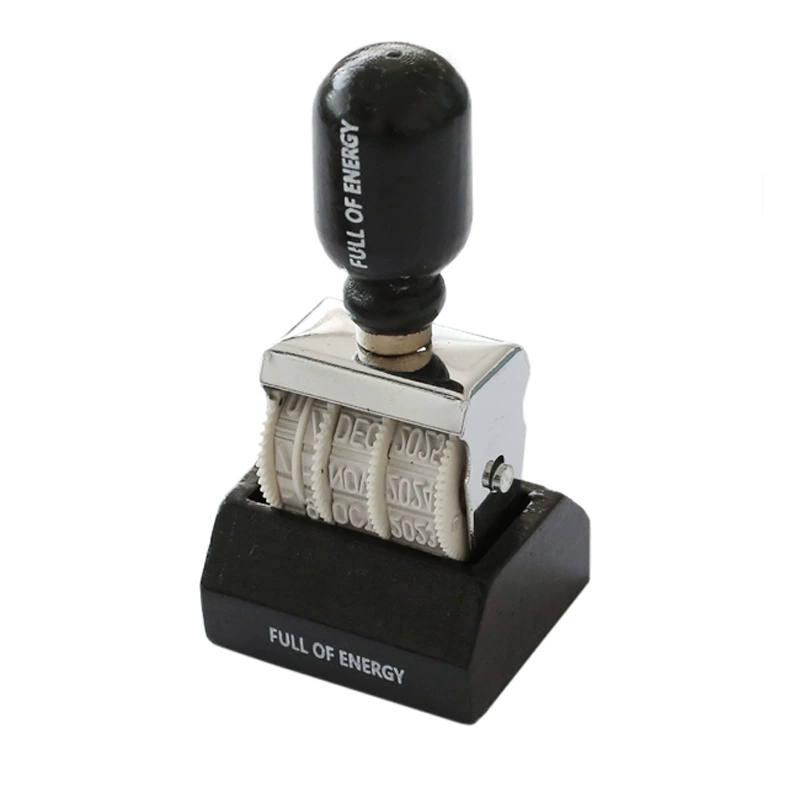 1PC vintage date digital postmark stamp decoration wooden handle rotating stamp scrapbook DIY craft stamp