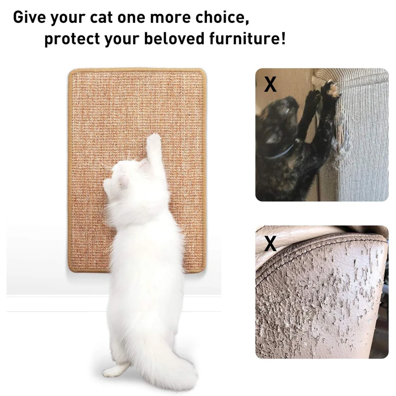 1PC   Scratcher Sisal Hemp Board Wall Pad Furniture Protective Scratching Post For Cat Paw Training