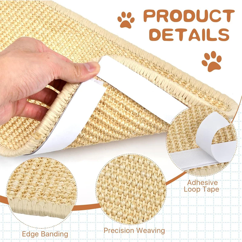 1PC   Scratcher Sisal Hemp Board Wall Pad Furniture Protective Scratching Post For Cat Paw Training
