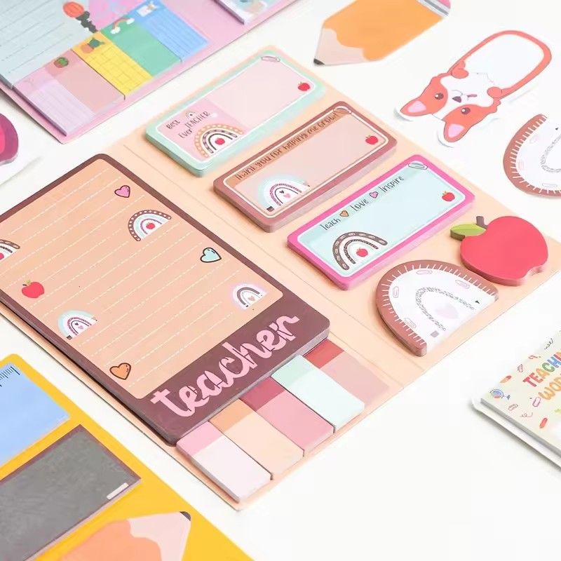 1PC  English Teacher's Sticky Note N Times Can Be Torn Cartoon Color Combination Special-Shaped Student Notes