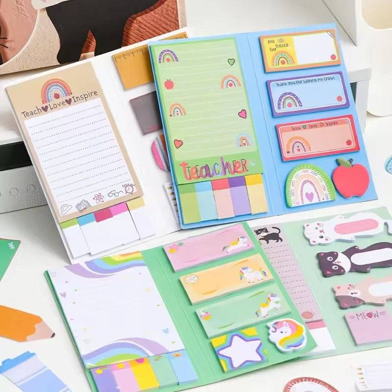 1PC  English Teacher's Sticky Note N Times Can Be Torn Cartoon Color Combination Special-Shaped Student Notes