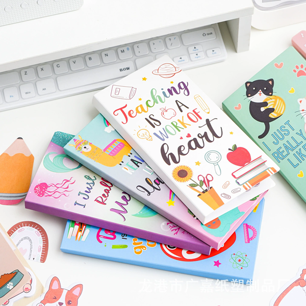 1PC  English Teacher's Sticky Note N Times Can Be Torn Cartoon Color Combination Special-Shaped Student Notes