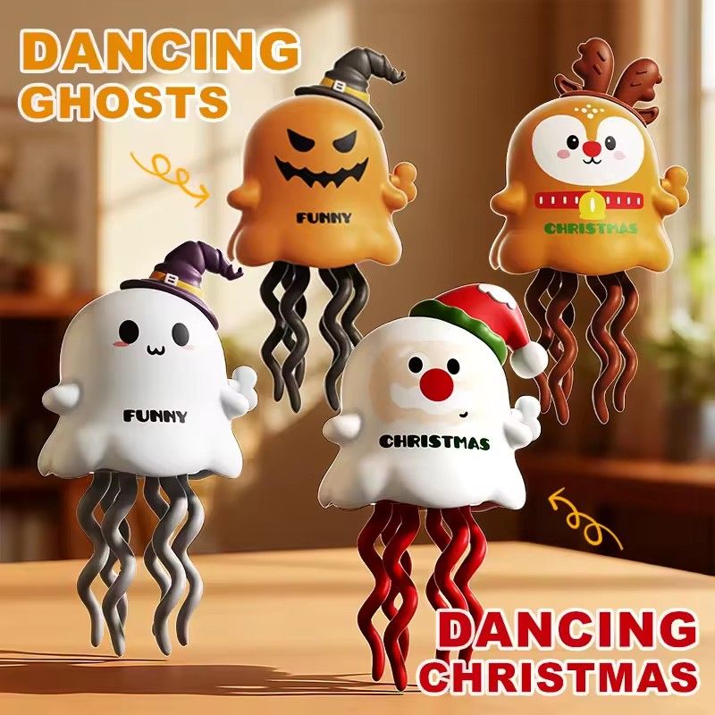 1PC  Fun Halloween Christmas Magic Twist And Stress Relieving Toy Chain Clocking Ghost Elk Devil Twist Dance Trick Creative Toy