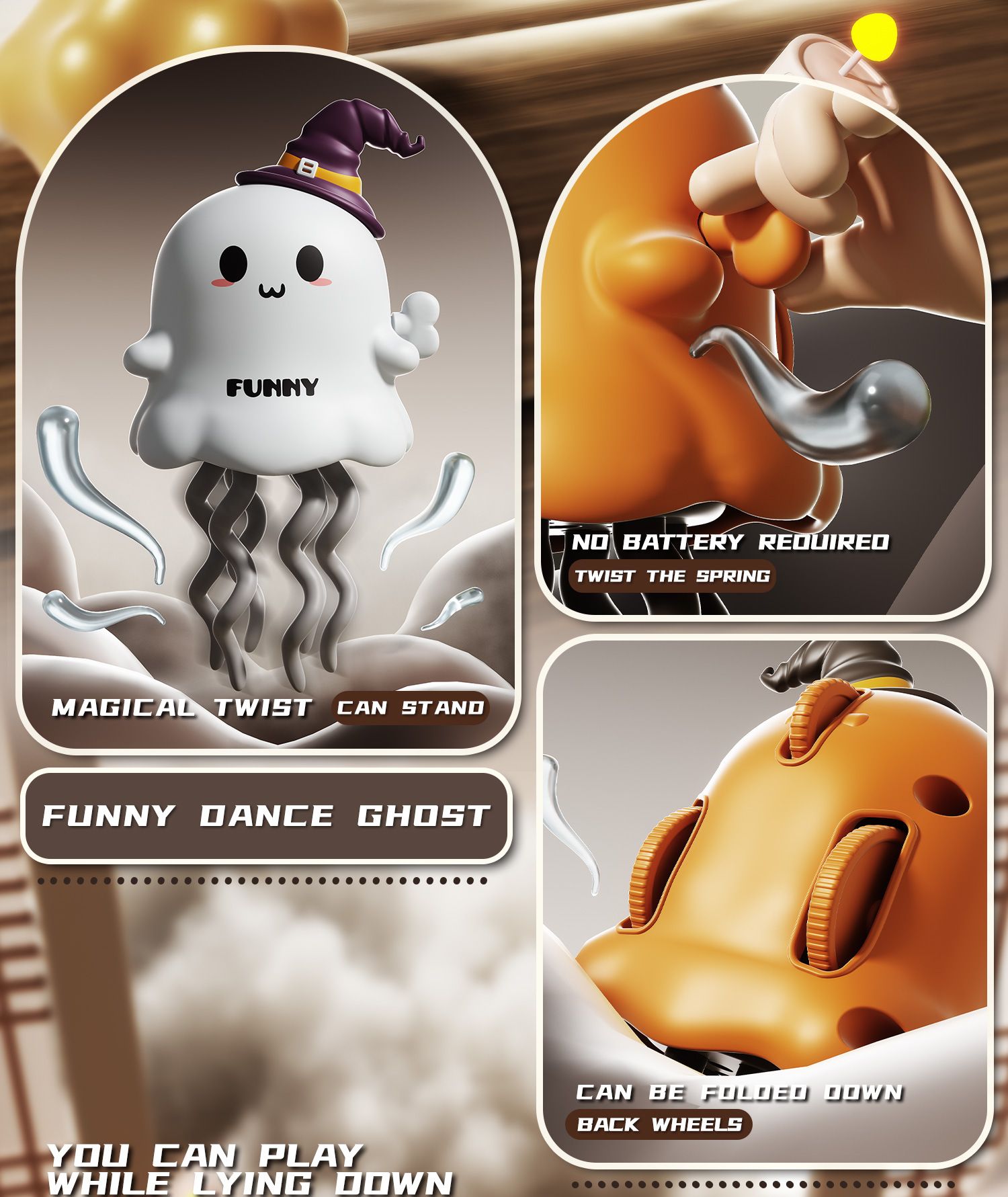 1PC  Fun Halloween Christmas Magic Twist And Stress Relieving Toy Chain Clocking Ghost Elk Devil Twist Dance Trick Creative Toy