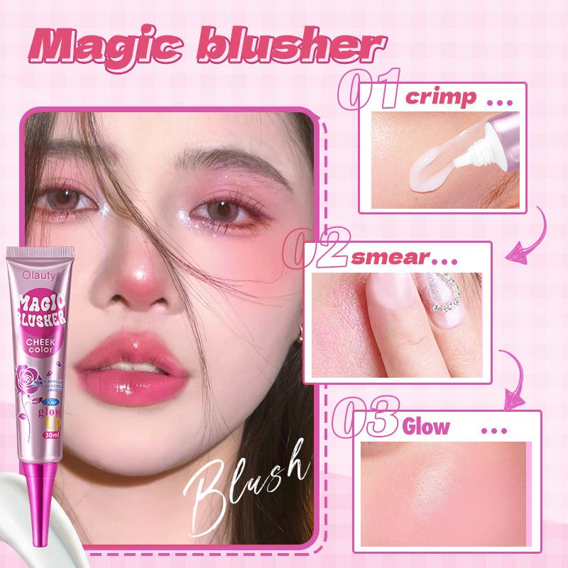 1PC  Color changing powder blusher moisturizing easy makeup powder blusher pencil solid cream liquid powder blusher makeup view 3