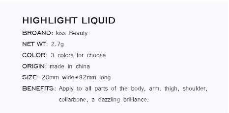 1PC  Liquid Highlighter Face Contouring Pearlescent Makeup Brightener Bronzer Glow Body Face Contour Shimmer Cosmetics