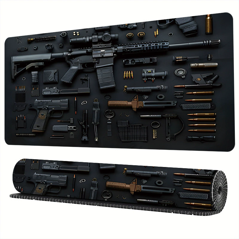 1PC  Firearms Mouse Pad Large Computer Office Game Table Mats  Rubber Anti-slip Gaming Keyboard Mousepads Long Desk Pads