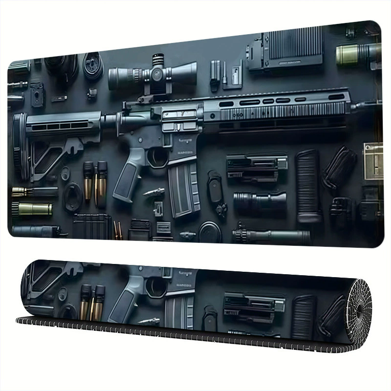1PC  Firearms Mouse Pad Large Computer Office Game Table Mats  Rubber Anti-slip Gaming Keyboard Mousepads Long Desk Pads