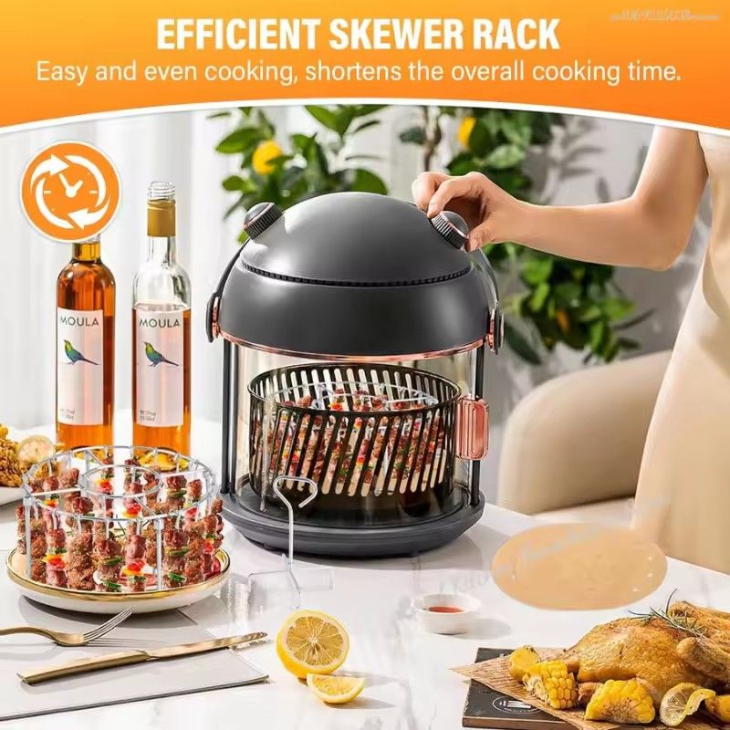 1PC   New Air Fryer Skewer Stand Vertical Multi-pin Stainless Steel BBQ Holder Air Fryer Accessories for Grilling Kitchen Kabobs