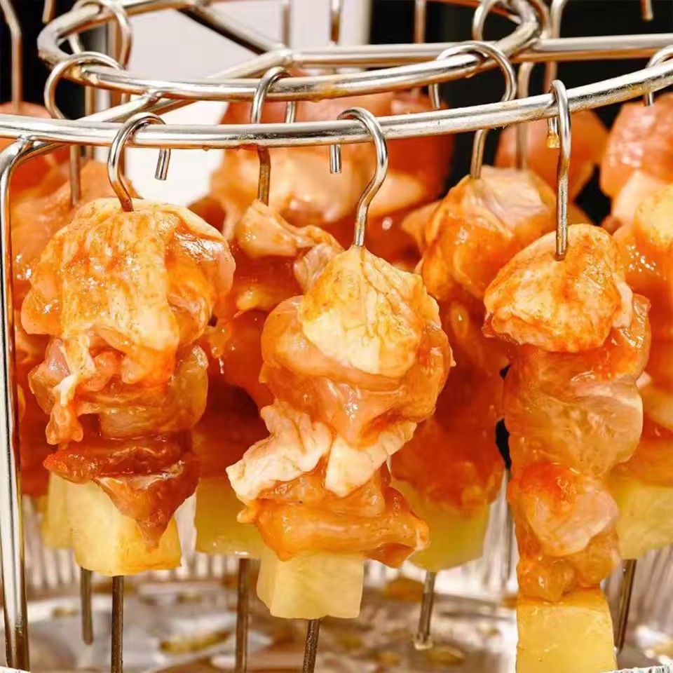 1PC   New Air Fryer Skewer Stand Vertical Multi-pin Stainless Steel BBQ Holder Air Fryer Accessories for Grilling Kitchen Kabobs