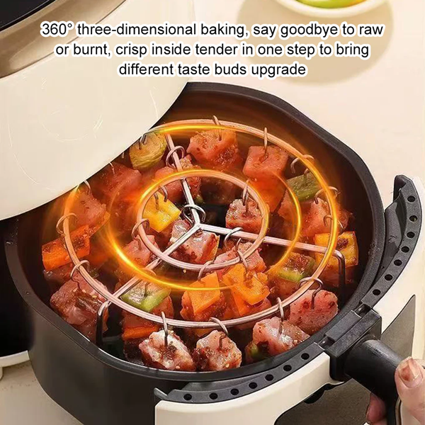 1PC   New Air Fryer Skewer Stand Vertical Multi-pin Stainless Steel BBQ Holder Air Fryer Accessories for Grilling Kitchen Kabobs