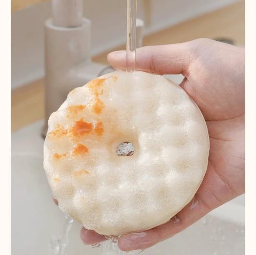 1SetReusable Dishwashing Sponge Dual-sided Kitchen Sponge Set with Suction Cup Holder Absorbent Scrubbing for Dishes forBathroom