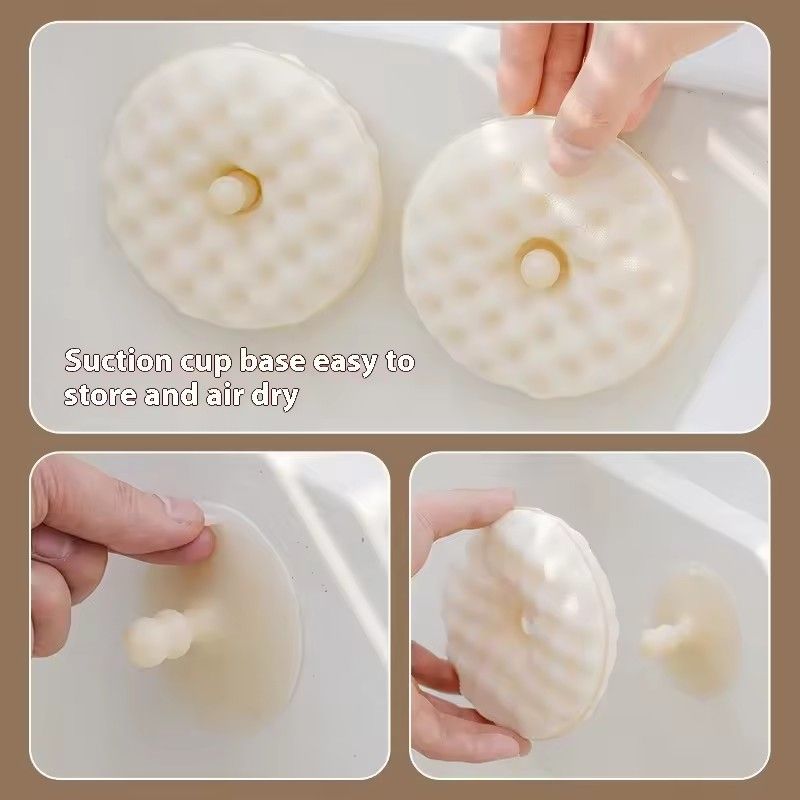 1SetReusable Dishwashing Sponge Dual-sided Kitchen Sponge Set with Suction Cup Holder Absorbent Scrubbing for Dishes forBathroom