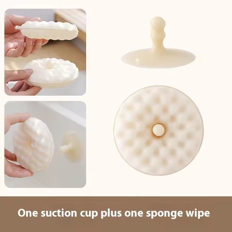 1SetReusable Dishwashing Sponge Dual-sided Kitchen Sponge Set with Suction Cup Holder Absorbent Scrubbing for Dishes forBathroom