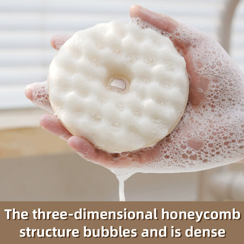 1SetReusable Dishwashing Sponge Dual-sided Kitchen Sponge Set with Suction Cup Holder Absorbent Scrubbing for Dishes forBathroom