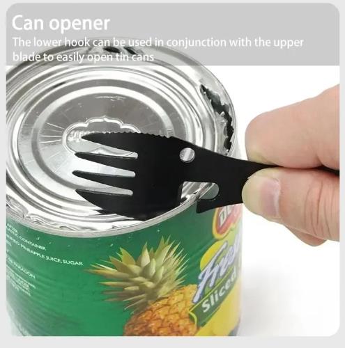 1PC10 In 1 EDC Multifunctional Spoon Spoon Key Chain Kitchen Knife Fork Wrench Bottle Opener Whistle Outdoor Camping Accessories