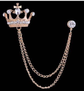 1PC   The New Unisex Lapel Pin Brooch Tassel Chain Crown Brooch Pin Mens Accessories Couple Brooches Adornment Hot SaleA-911-1